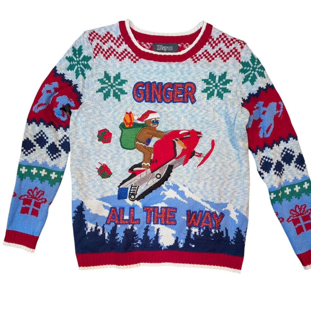 33 Degrees Ugly Christmas Ginger All The Way Sweater...Size L 14/16